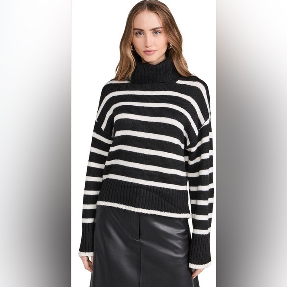 Z-Supply Josephine Striped Black and White Turtleneck Sweater NWT - Picture 1 of 12